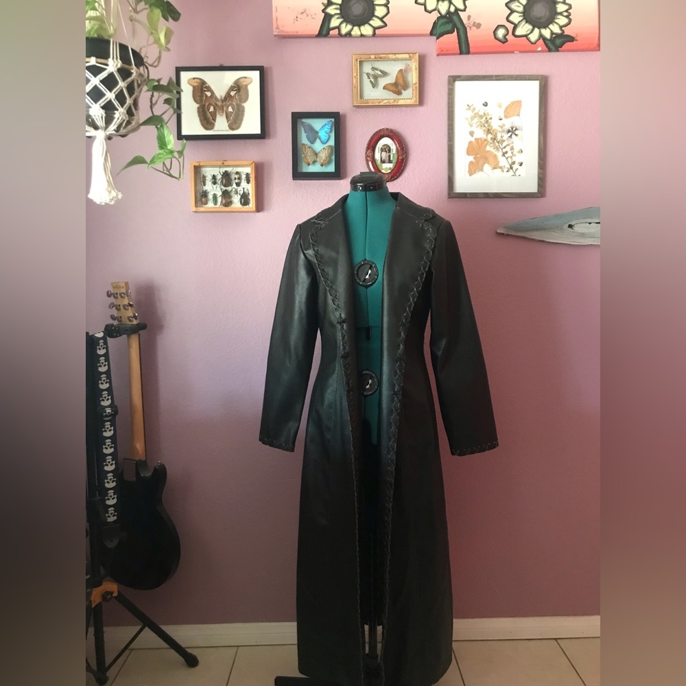 Black Leather Floor-length Coat
